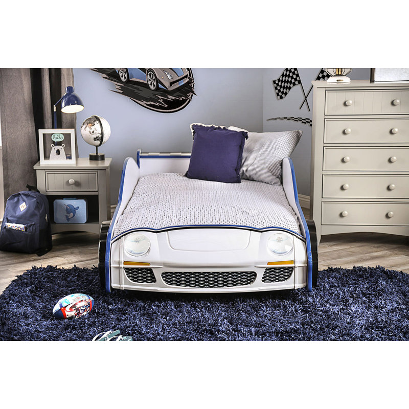 Modern Novelty Style Twin Bed Police Car Design With LED Lights