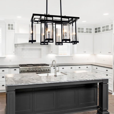 Doran 6 - Light Satin Black Kitchen Island Pendant