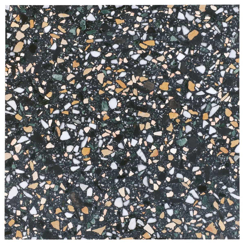 Terrazzo Italy Sacra 24x24 Honed Marble Tile, Cava Notte Black