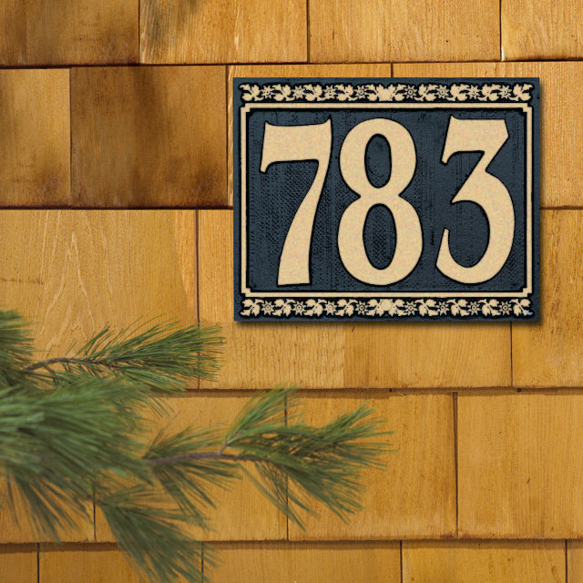 Dresden 1-Line Wall Address Plaque, Black/Gold, Yes