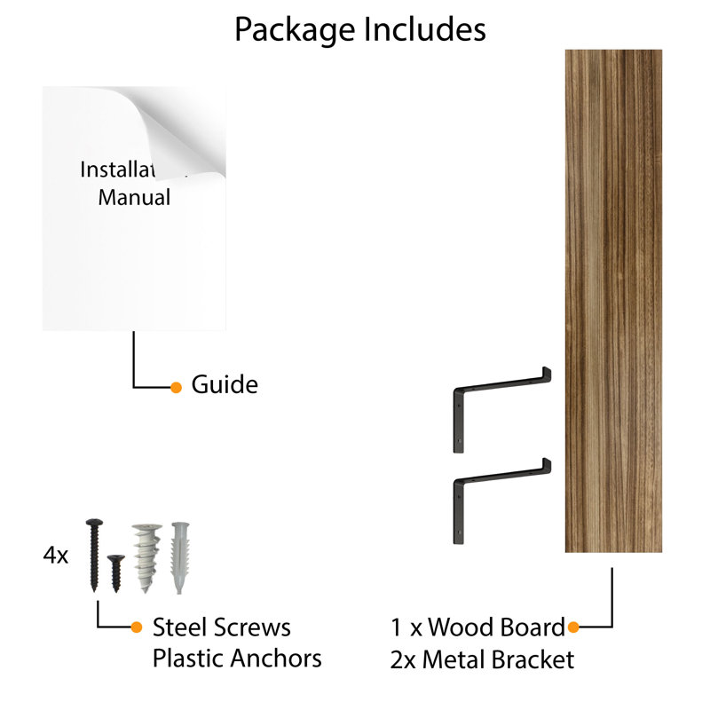 Hanging Shelf For Wall, Floating Wall Bookhelf, Decorative Shelf, Living Room And Office Decor, Rustic, 1pc, 7.5" H x 48" W