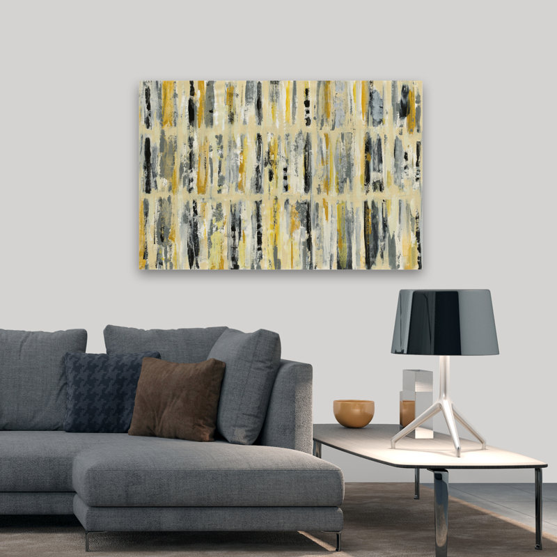 Foliage Tapestry - Abstract Black Brush Strokes Cream, 48" H x 32" W