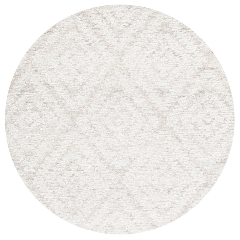 Patricia Geometric Handmade Tufted Cotton/Wool Beige Area Rug, Round 5'