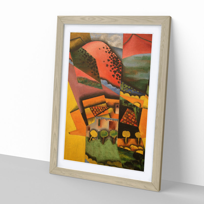 Landscape by Juan Gris - Picture Frame Painting, Oak Framed, 65cm H x 48cm W x 2cm D