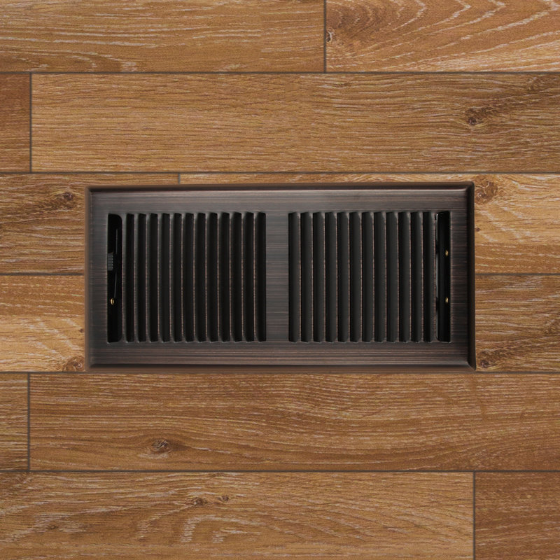 Oil Rubbed Bronze 4" x 10" Steel Floor Register with Trap Net