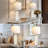 28" Modern Glass Table Lamp with Night Light, USB & Type-C Charging Ports, White Fabric Shade, 2-Light Design-496970717