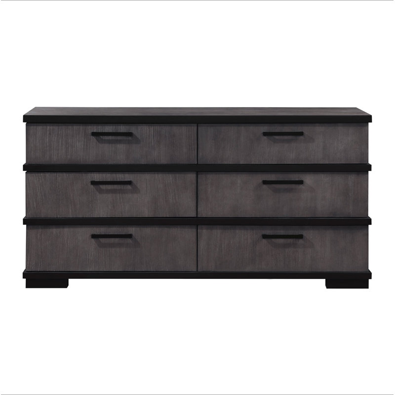 Mobilier de chambre à coucher à 2 tiroirs et 2 tiroirs à finition bicolore brun et noir