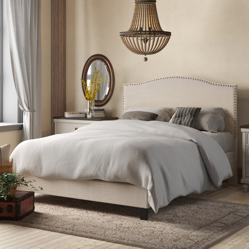 Olen Upholstered Bed, Beige, King