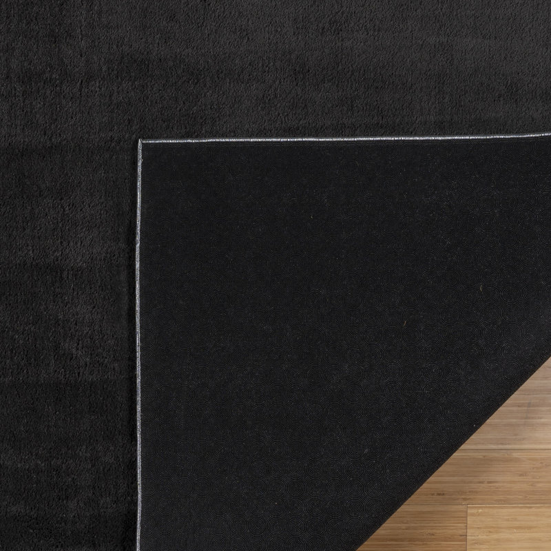 Marrick Tonee Plush Polyester Shag Indoor Area Rug, Solid Charcoal – Soft Comfort for Living Room & Bedroom - Charcoal