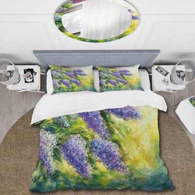 Lilac Tree In The Garden Impressionism - Traditional Duvet Cover Set - Microfiber Polyester