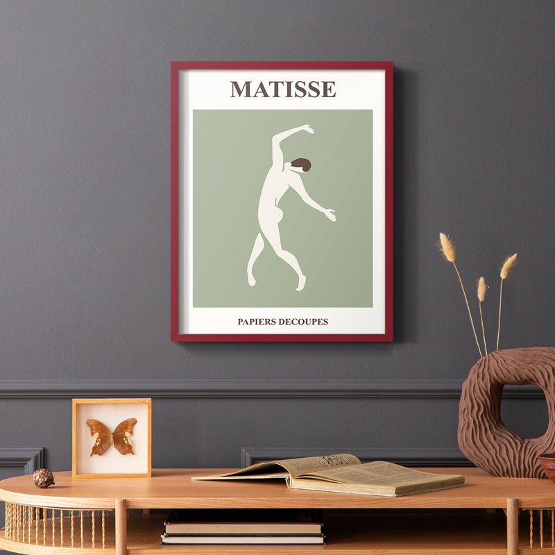 Matisse CXII, reproduction encadrée - bois massif, H 10 po x l 8 po, Rouge