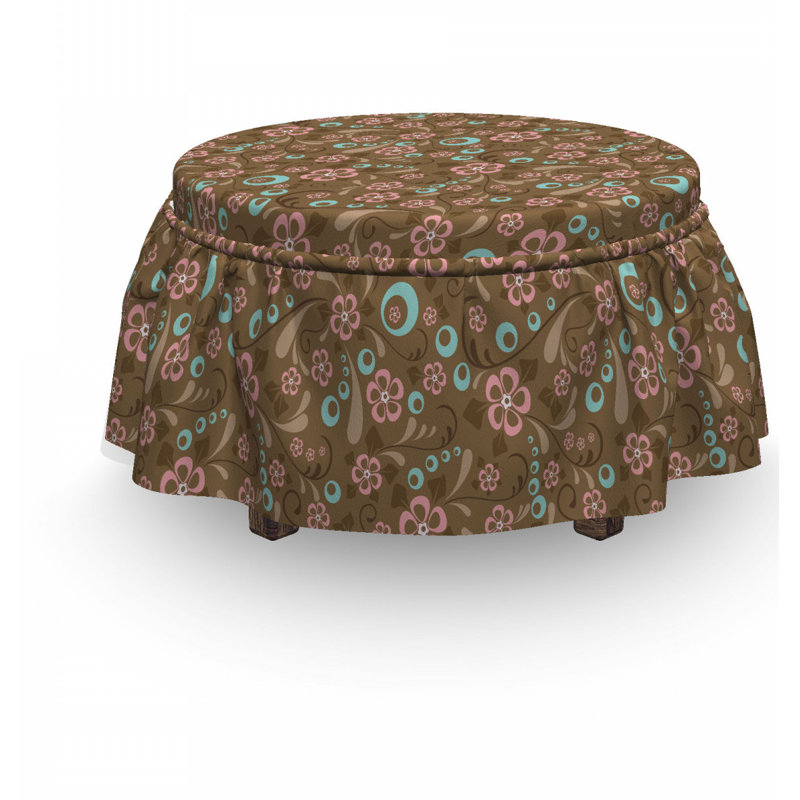Ensemble de housse pour repose-pieds à coussins carrés 2 pièces tourbillons cercles