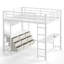 Lit mezzanine double avec bureau, tiroirs, éclairage DEL, port USB, miroir et structure robuste. Lit mezzanine multifonctionnel pour adolescents et adultes. Blanc/Noir.-214105056-214105059