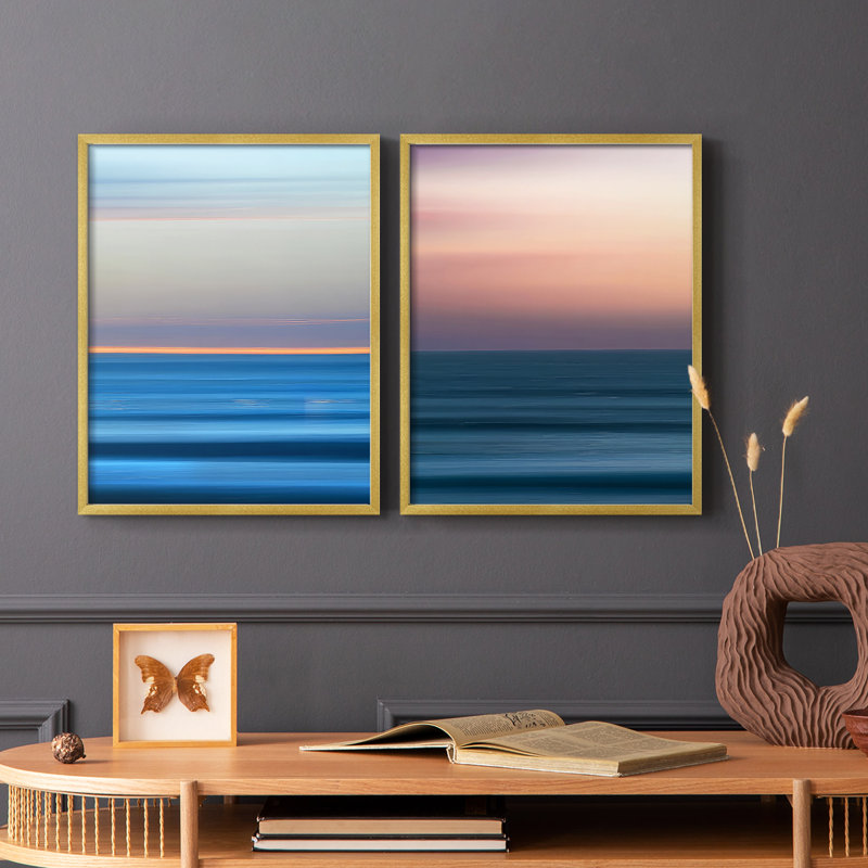 Coucher de soleil coucher de soleil III - reproduction encadrée de qualité supérieure - prête à être accrochée - aucun clou requis - aucun clou requis