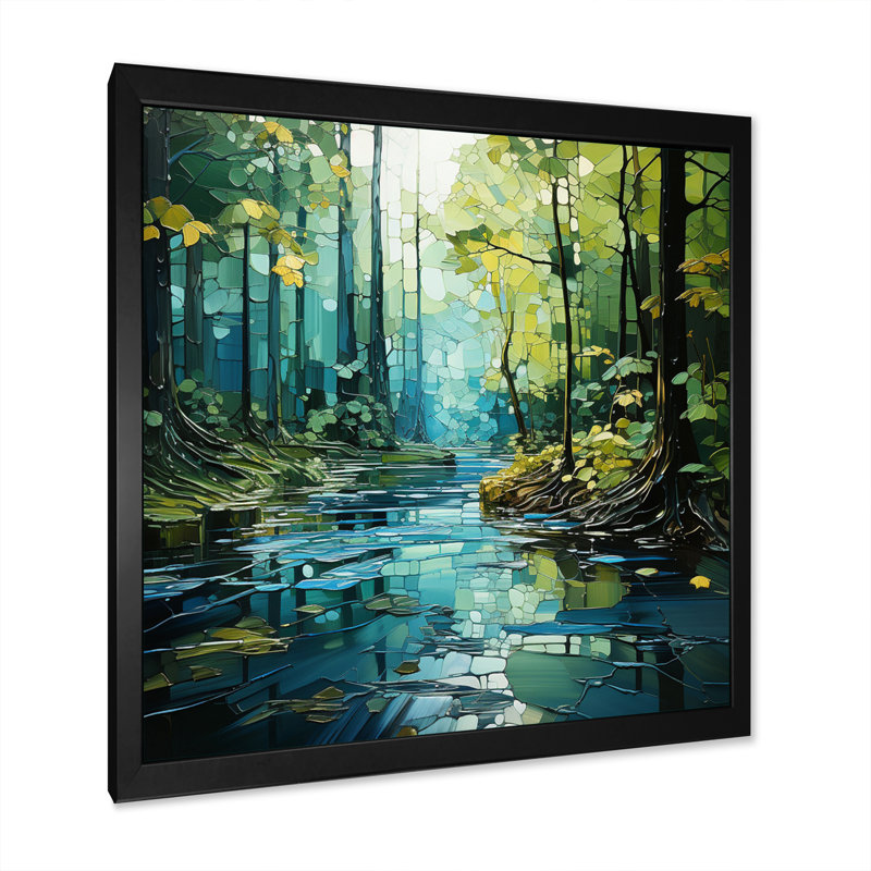 " Drip Natures Pulse River II ", Black Single Picture Framed, 16" H x 16" W x 1" D
