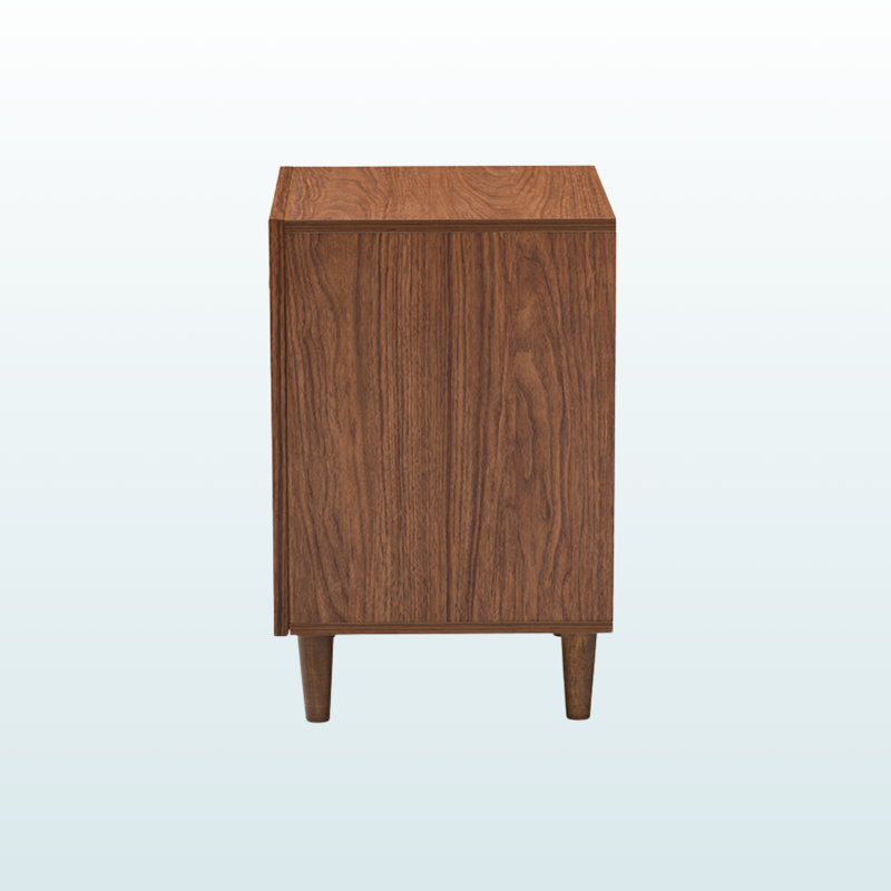 Scandinavian Mid-Century Modern White & Walnut 1-Drawer Nightstand