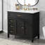 Meuble-lavabo moderne 36 po avec rangement, bois d'acacia et lavabo en céramique, style rustique