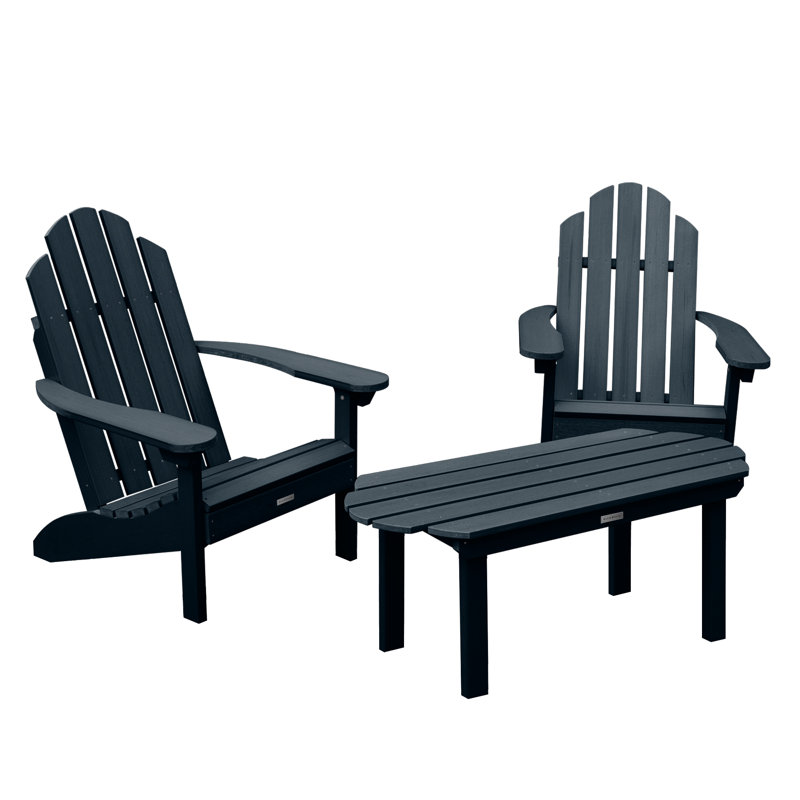 Chaise Adirondack en plastique avec table Anette, Bleu fédéral