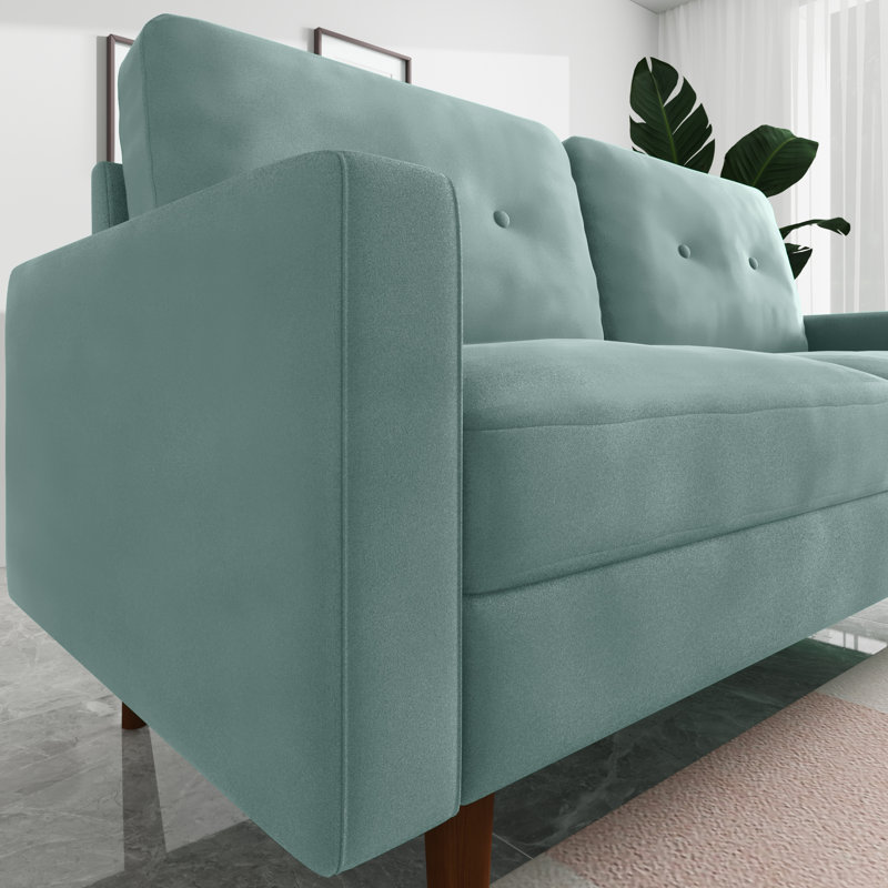 Madian Velvet Sofa, Aqua Turquoise Velvet, 32.7" H x 70" W x 30" D