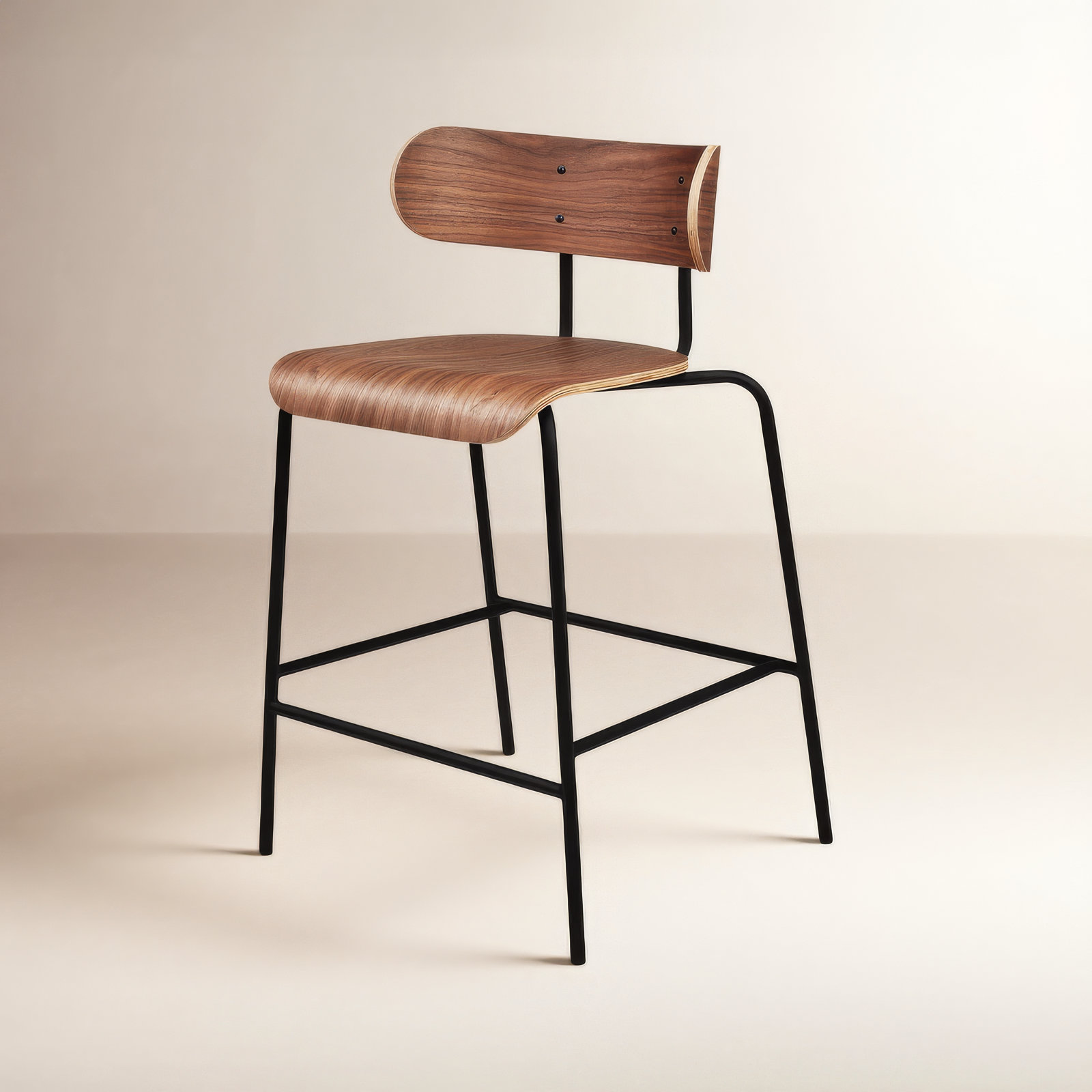 Bantam 24" Bar Stool, Walnut/Black