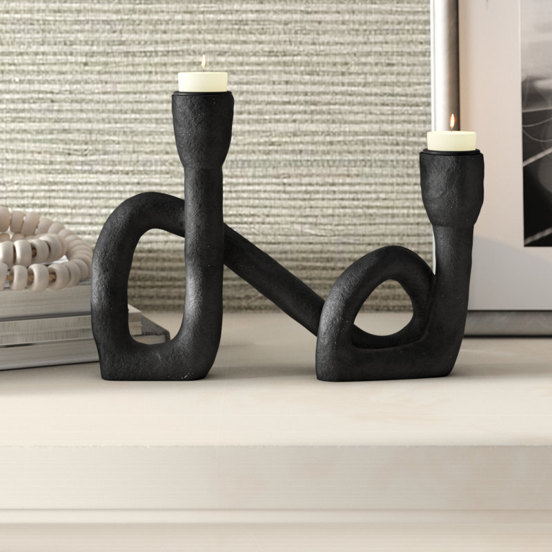 6.5'' H Polyresin Tabletop Candlestick, Black