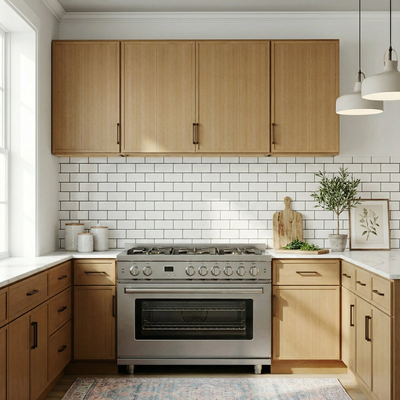 Ensemble d'armoires de cuisine en bois de frêne moderne avec deux armoires murales de 12 po, une armoire murale de 30 po et une armoire de base de 12 po avec tiroir - compatible avec un four mural de 30 po