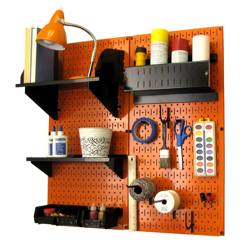 Ensemble de panneaux perforé de rangement pour accessoires de loisirs, Orange et noir