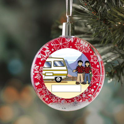Personalized RV Couple Christmas Snow Globe Ornament