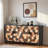 Buffet Sideboard With Honeycomb Pattern And Pine Wood Legs