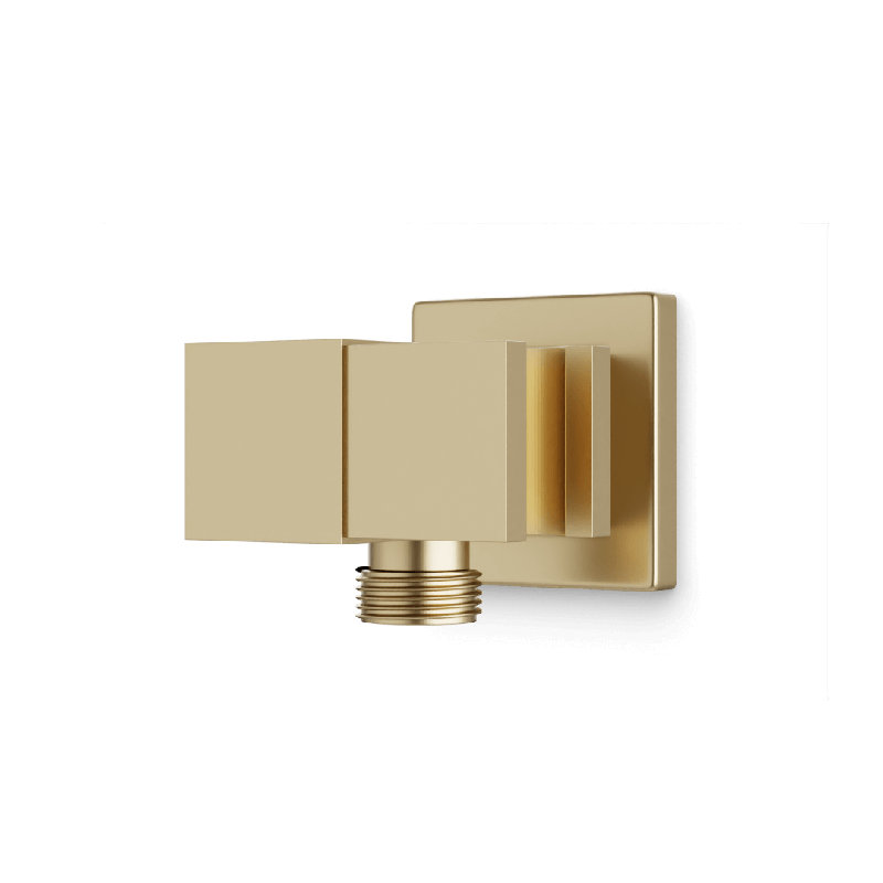 Adjustable Hand Shower Holder and Outlet Elbow SQU, Satin Brass