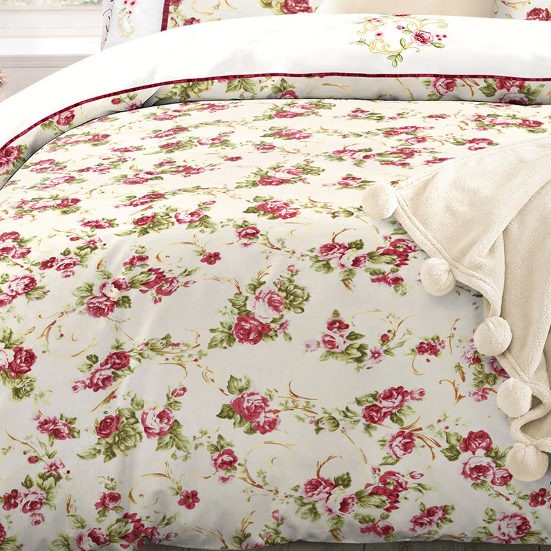 Angelluis Silk Floral Duvet Cover Set