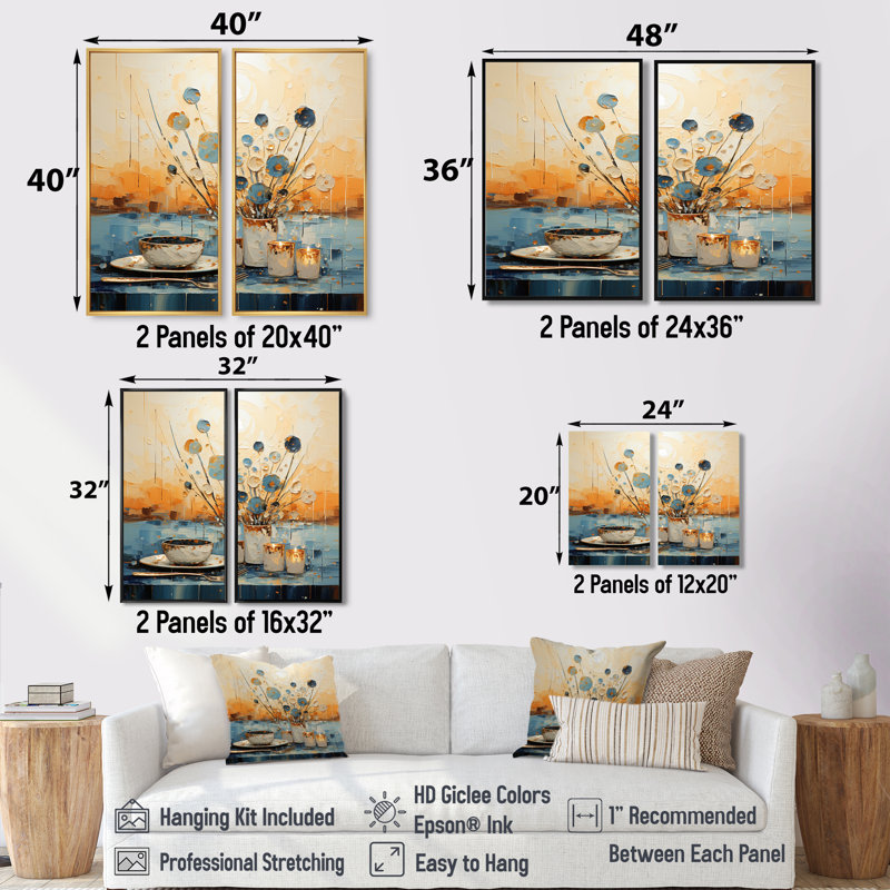 Décoration culinaire bleue - Essence culinaire bleue, 36" H x 48" W, Impression encadrée flottante, White