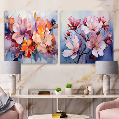 Clairence - Abstract Botanicals Acrylic Wall Art Glass Set Of 2