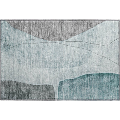 Premium Machine Washable Prisco Teal Rug