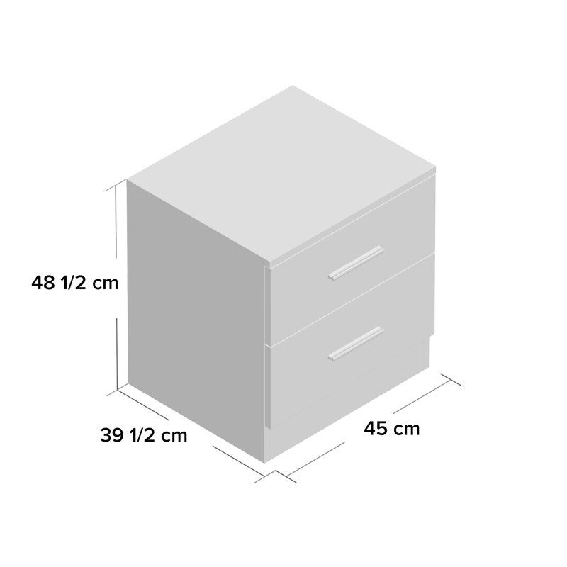 Eva 2 Drawer Bedside Table, Walnut/Gloss Black