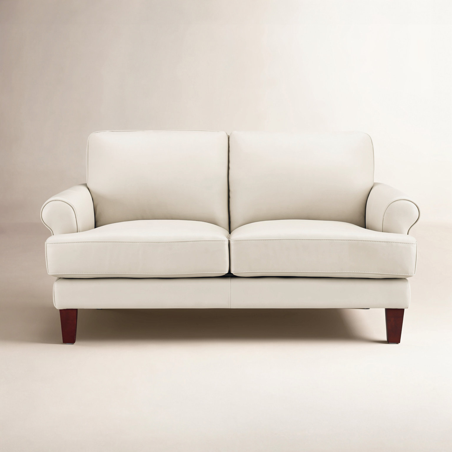 Maybell 58" Genuine Leather Loveseat, Cream