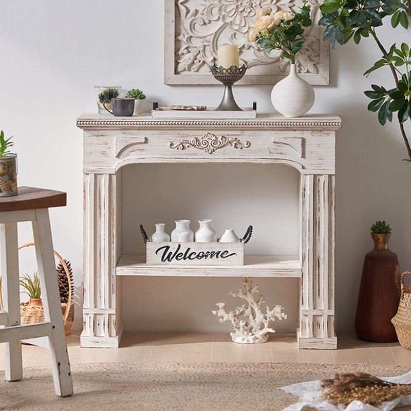 Foyer autoportant en bois massif beige