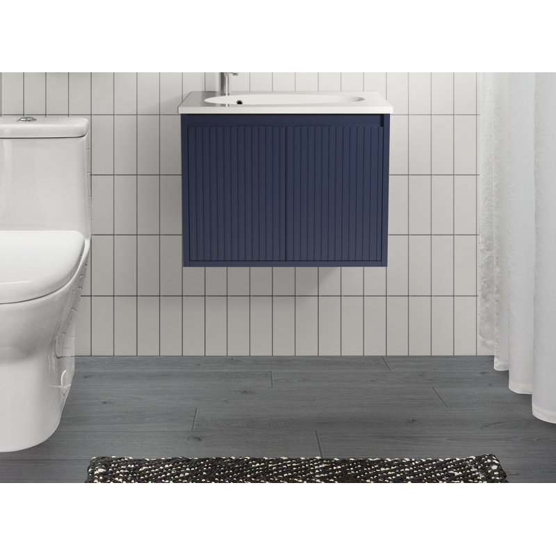 Meuble-lavabo simple mural 24 po avec plateau en résine 24 po