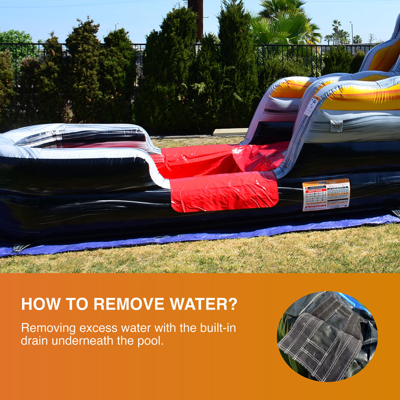 Giant Blue and Orange Inflatable Water Slide with Splash Pool