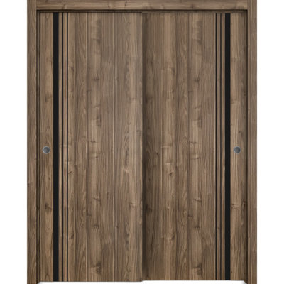 Solid Manufactured Wood Panelled Wood Finish Sliding Closet Doors