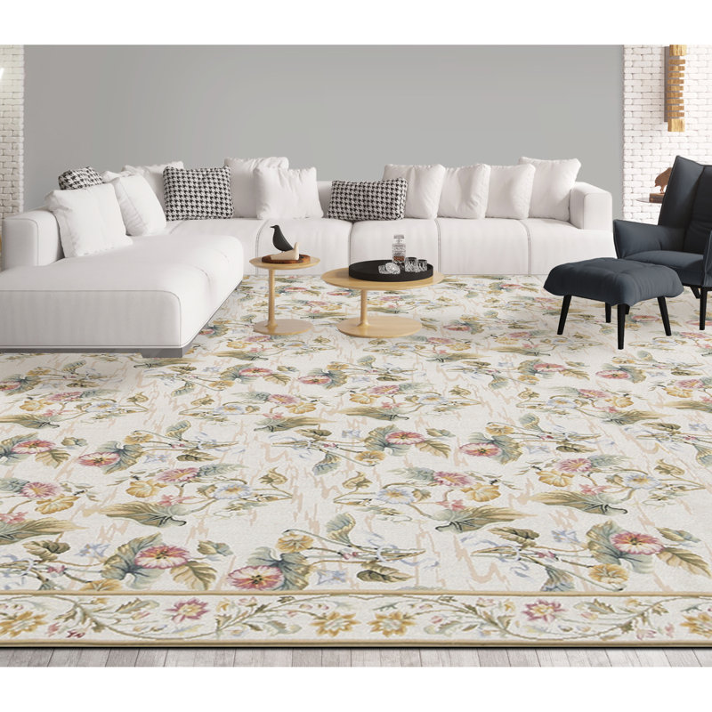 Hand-Knotted High-Quality Ivory Area Rug