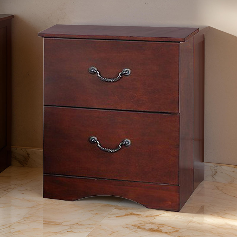 Table de chevet 2 tiroirs Runolfson, Brun cerisier