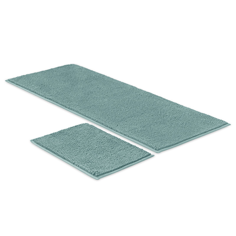 Ensemble de tapis pour salle de bain ultra doux en microfibre absorbante, L 60 po x l 24 po, ensemble de 2, Vert clair