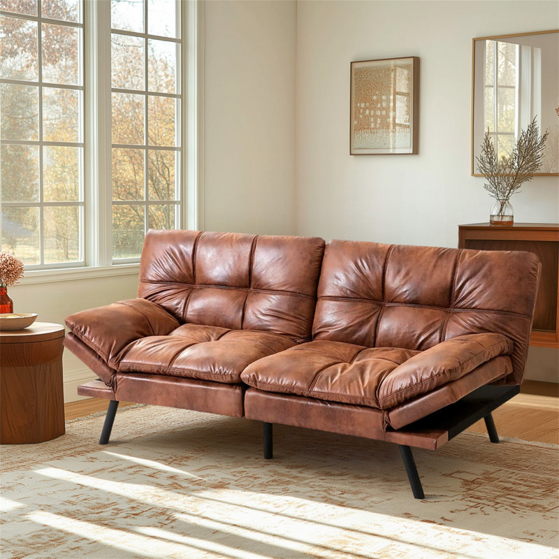 Canapé-lit futon convertible 71 po, Brun