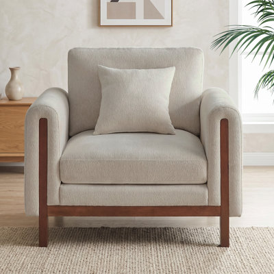 Fauteuil rembourré 43,7 po, fauteuil d'appoint moderne surdimensionné avec accoudoirs rembourrés pour la chambre à coucher du salon