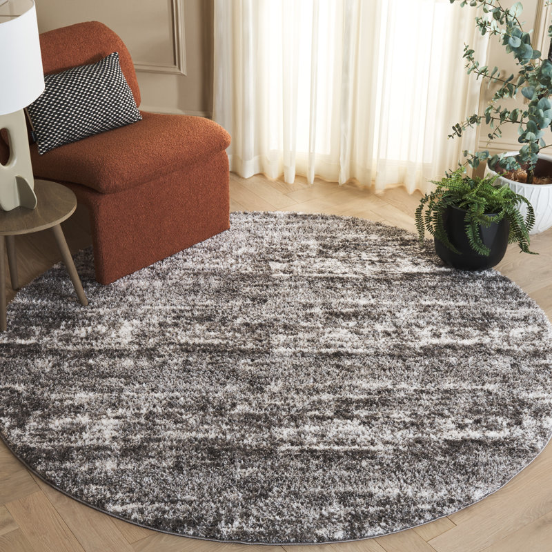 Antwan Penelope Shag Performance Abstract Rug, Round 6'7"