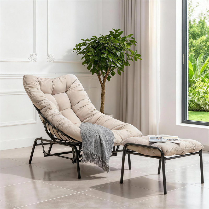 Méridienne d'extérieur avec ensemble de repose-pieds et chaise longue 2 pièces