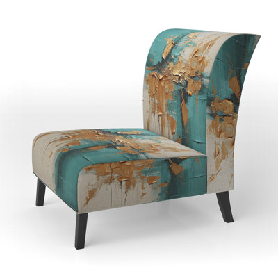 Turquoise Tranquility III - Upholstered Contemporary Slipper Chair, Teal Accent Chair