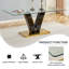 71" Glass Top Dining Room Table Set for 8, Sturdy Kitchen Table Set with Upholstered Chairs-1884387900-1884387898