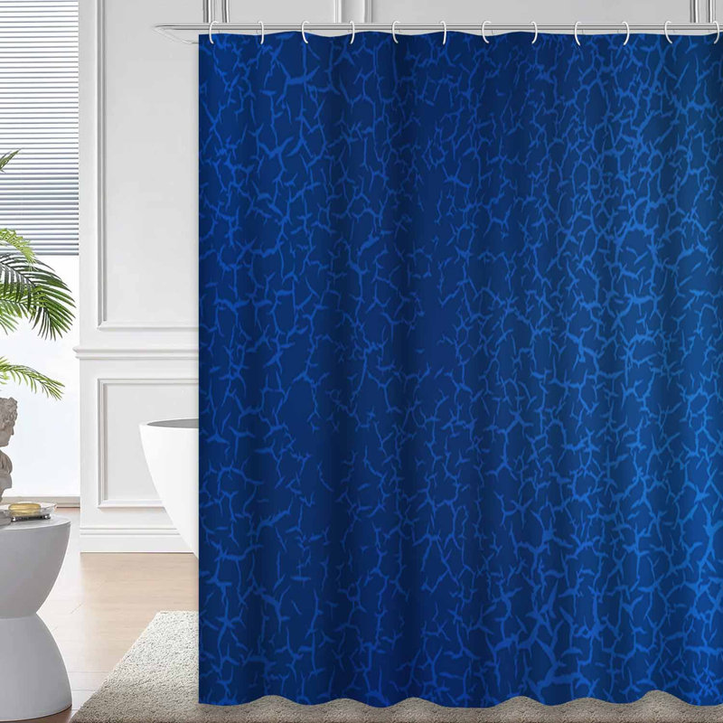 Rideau de douche bleu foncé foncé à 12 crochets Doodle, L 72 po x l 72 po